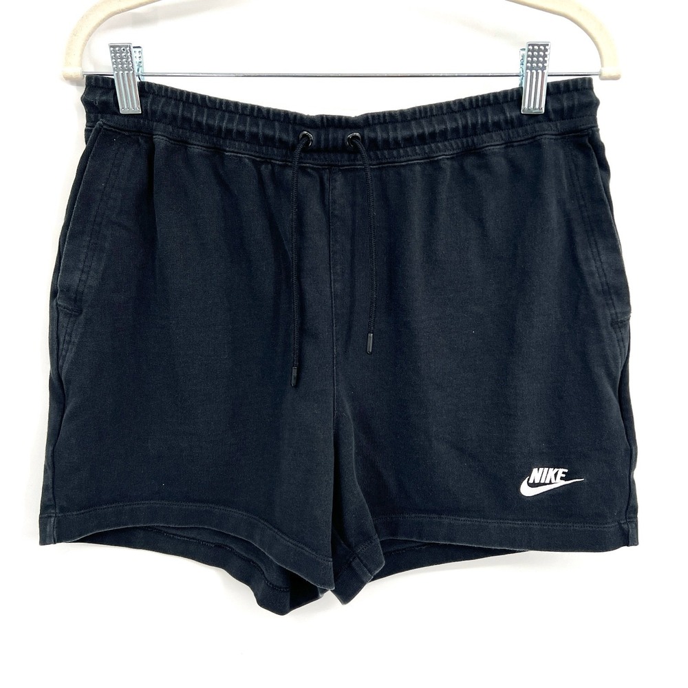 Nike 100% cotton pull-on sweat shorts casual activewear comfy lounge black M